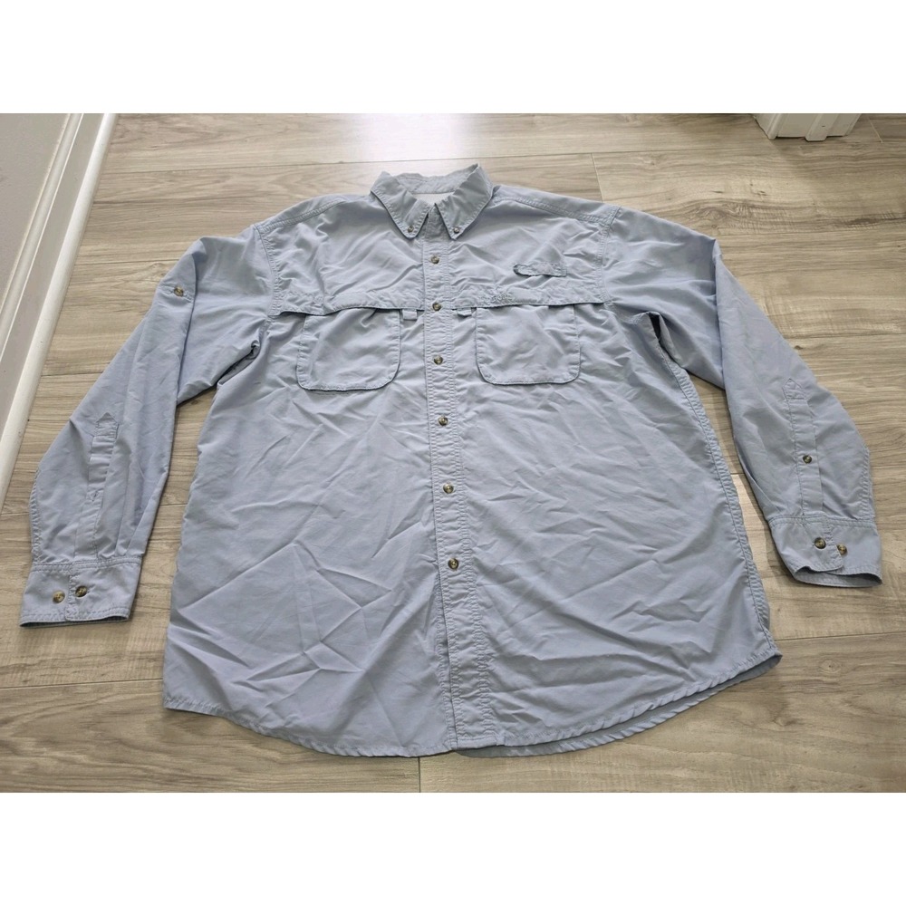 LL Bean Shirt Mens Large Fishing Blue Vented Button Down Outdoor